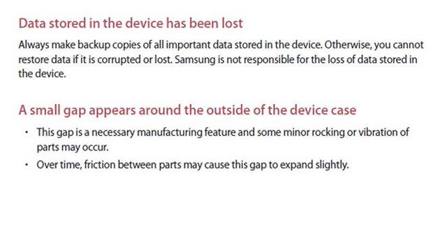 V manulu Samsung oznauje mezeru u modelu Galaxy Note 4 za nutnou vlastnost.