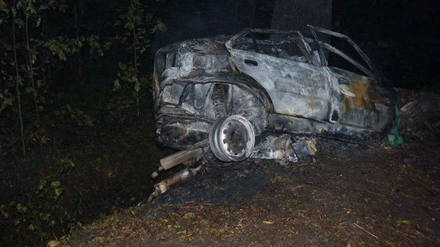 Auto narazilo eln do stromu a nsledn vz vzpll.