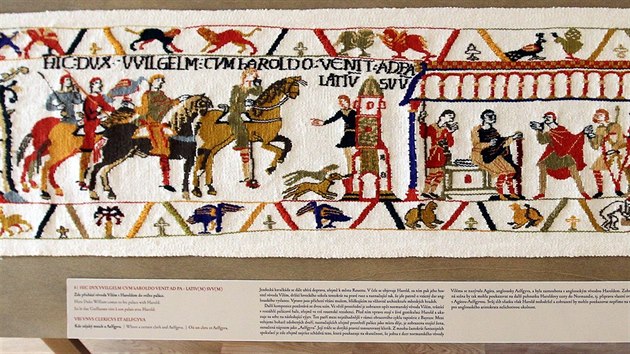 Kopie tapisrie z Bayeux je vystavena v Regionlnm muzeu Litomyl