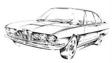Skica Jaguaru FT Bertone od Marcella Gandiniho Skica Jaguaru FT Bertone od Marcella Gandiniho