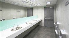 Prostor veejných toalet ve stanici metra Mstek po rekonstrukci