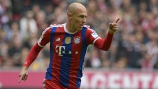 JE TO TAM! Arjen Robben, fotbalista Bayernu Mnichov, se raduje z gólu, který...