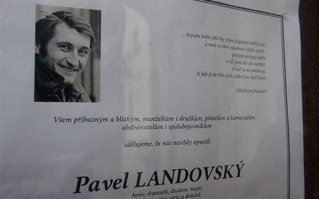 Parte oznamujc mrt Pavla Landovskho. (17. jna 2014)