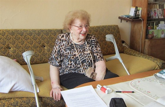 Jiina Jelínková v roce 2014 pi rozhovoru ve svém byt.