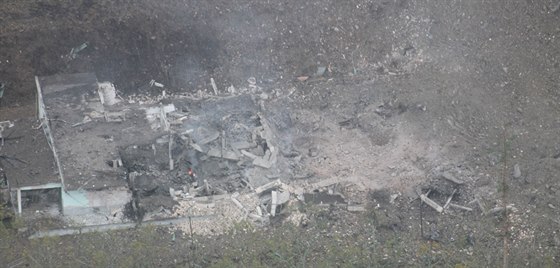 Zbytky vybuchlého muniního skladu ve Vrbticích ve Zlínském kraji.