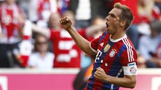 GÓL! Philipp Lahm, kapitán fotbalist Bayernu Mnichov, se raduje z branky,...