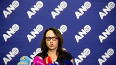 Adriana Krnáová pi tiskové konferenci ve volebním tábu hnutí ANO v Praze....