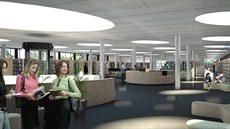 Interiér zamýlené nové krajské knihovny. Zstalo vak jen u vizualizací,...