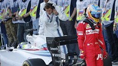 Fernando Alonso ze stáje Ferrari po dokonení Velké ceny Ruska.