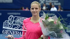Karolína Plíková se raduje z vítzství na turnaji v Linci.