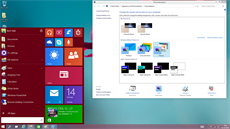 Otevená okna i menu Start reaguje na barvu pozadí vlastními barevnými zmnami....