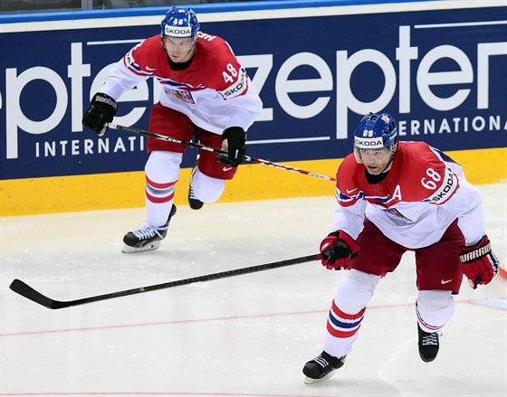 Jaromír Jágr (vpravo) a Tomá Hertl jsou nejvtí eské hvzdy v NHL. Obma se...