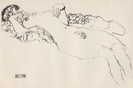 Návtvníci Galerie Art spatí i Leící dívku od Gustava Klimta.