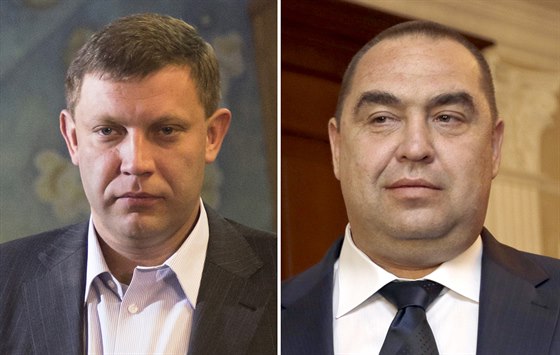 Vdci ukrajinských separatist Alexandr Zacharenko a Ihor Plotnickyj.