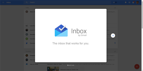 První sputní webové verze Inbox by Gmail