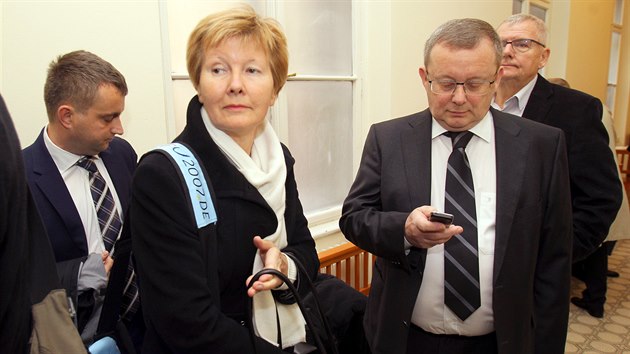 Jana Hendrichov, nmstkyn tehdejho vicepremira Alexandra Vondry, ped zatkem jednn Mstskho soudu v Praze. (3. listopadu 2014)