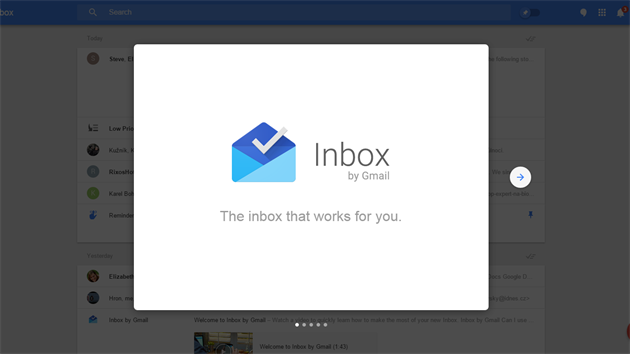 Prvn sputn webov verze Inbox by Gmail