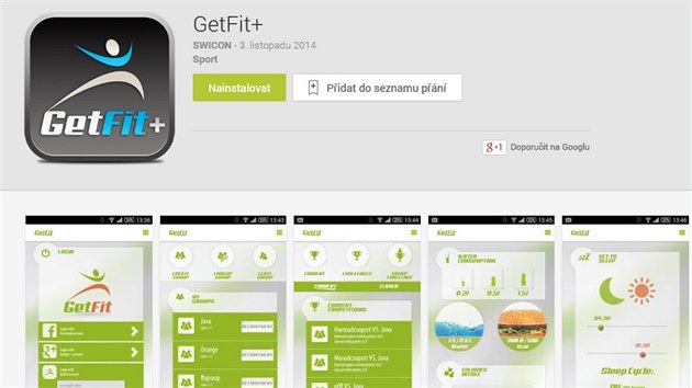 Aplikace GetFit+ pro fitness nramek OP3N DOTT etzce Tesco.