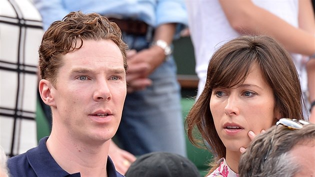 Benedict Cumberbatch a Sophie Hunterov na Roland Garros (Pa, 8. ervna 2014)