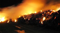 Ve Slavtín nad Metují shoel stoh listované slámy o rozloze 800 metr...