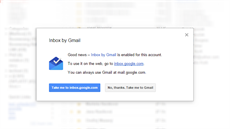 Oznámení o aktivaci Inboxu pro Gmail (ve webovém Gmailu)