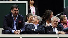 Na finále tenisového Fed Cupu dorazil i prezident Milo Zeman (vpravo), jeho...