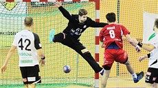 Plzeňský brankář Karel Šmíd inkasuje v utkání s Jičínem. Plzeňský brankář Karel Šmíd inkasuje v utkání s Jičínem.
