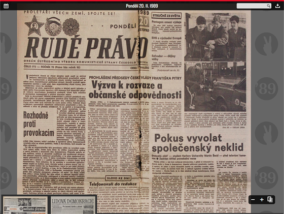 Takhle reagovalo Rudé právo na 17. listopad v pondlí poté (20. listopadu)....