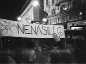 Demonstrace na Národní tíd v roce 1989
