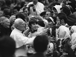 Setkání papee Jana Pavla II. s eskými a slovenskými poutníky, kteí pijeli...