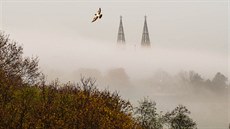 Pohled na baziliku svatého Petra a Pavla v Praze na Vyehrad. Vysoké ISO...