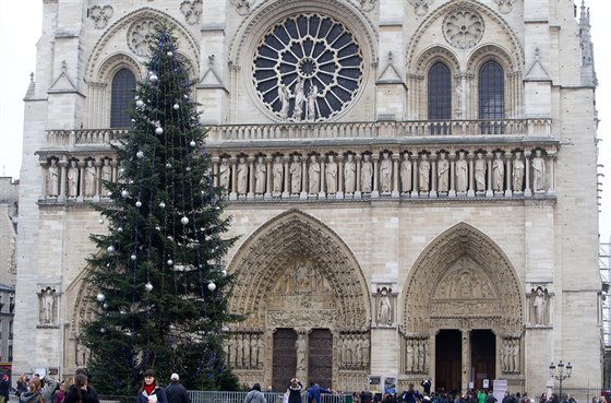 Ruský stromek ped paískou katedrálou Notre Dame. (27. listopadu 2014)