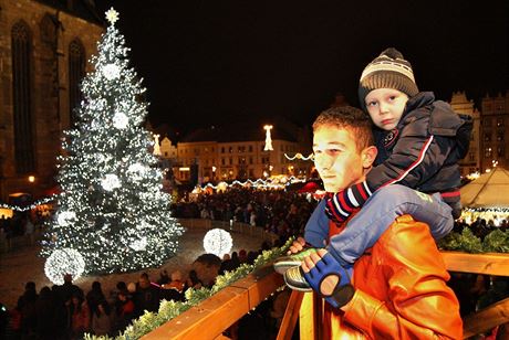Vánoní strom na plzeském námstí Republiky