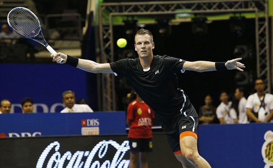 Tomá Berdych pi utkání International Premier Tennis League. 