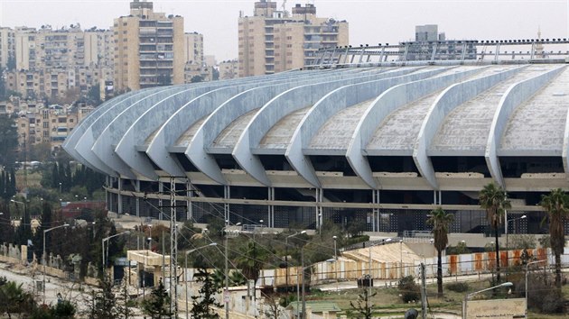 Stadion v Aleppo, oblast kontroluj jednotky vrn Asadovi (6. prosince 2014).