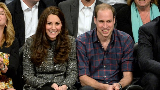 Kate a princ William na zpase NBA: Cleveland Cavaliers a Brooklyn Nets (New York, 8. prosince 2014)