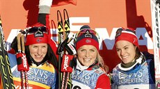 Therese Johaugová (uprosted), vítzka ptikilometrového závodu v Lillehammeru,...