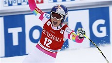 ŠŤASTNÁ. Lindsey Vonnová vybojovala v Lake Louise první vítězství v seriálu SP... ŠŤASTNÁ. Lindsey Vonnová vybojovala v Lake Louise první vítězství v seriálu SP...