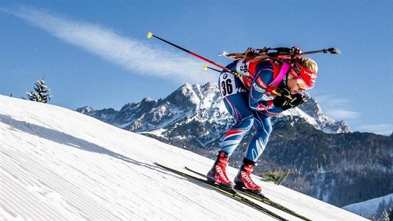 eská biatlonistka Gabriela Soukalová pi sprintu v Hochfilzenu.