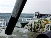 Vhled z rybsk lodi v Beringov moi