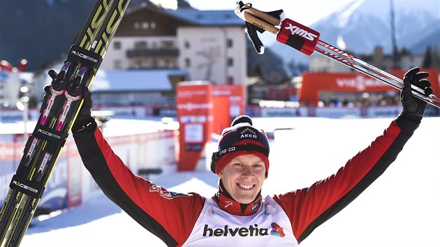 Anders Glersen oslavuje triumf z voln patnctky v Davosu.