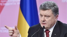 Ukrajinský prezident Petro Poroenko uspoádal tiskovou konferenci ke konci...