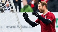 Milan Fukal ze Sparty slaví gól v Silvestrovském derby. Milan Fukal ze Sparty slaví gól v Silvestrovském derby.