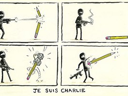 Reakce kreslí na teroristický útok v redakci listu Charlie Hebdo