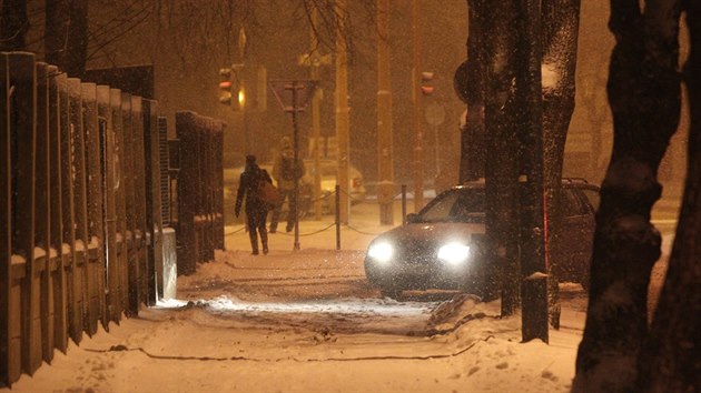 Snh a rann doprava v Jihlav.