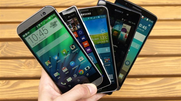 HTC One M8, LG G3, Nokia Lumia 930, Samsung Galaxy S5 a Sony Xperia Z2