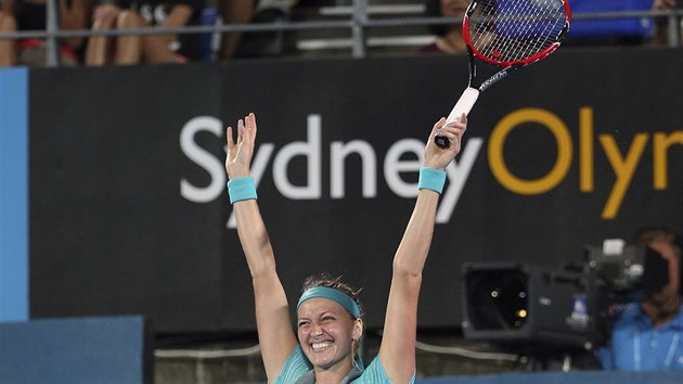 Petra Kvitov se raduje z vtzstv na turnaji v Sydney.