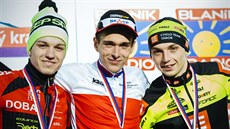 Medailisté cyklokrosového mistrovství republiky: zlatý Adam oupalík...
