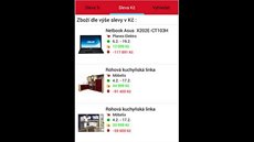 Ukázka aplikace AkníCeny.cz na operaním systému Android