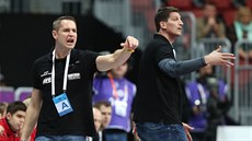 etí trenéi Jan Filip (vlevo) a Daniel Kube kouují tým v zápase s Francií.